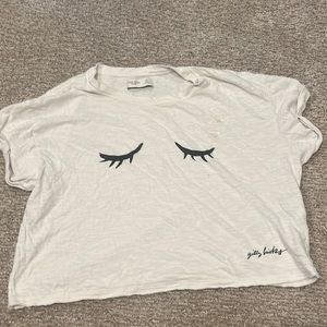 HOLLISTER WHITE LASHES CROPPED TEE XS